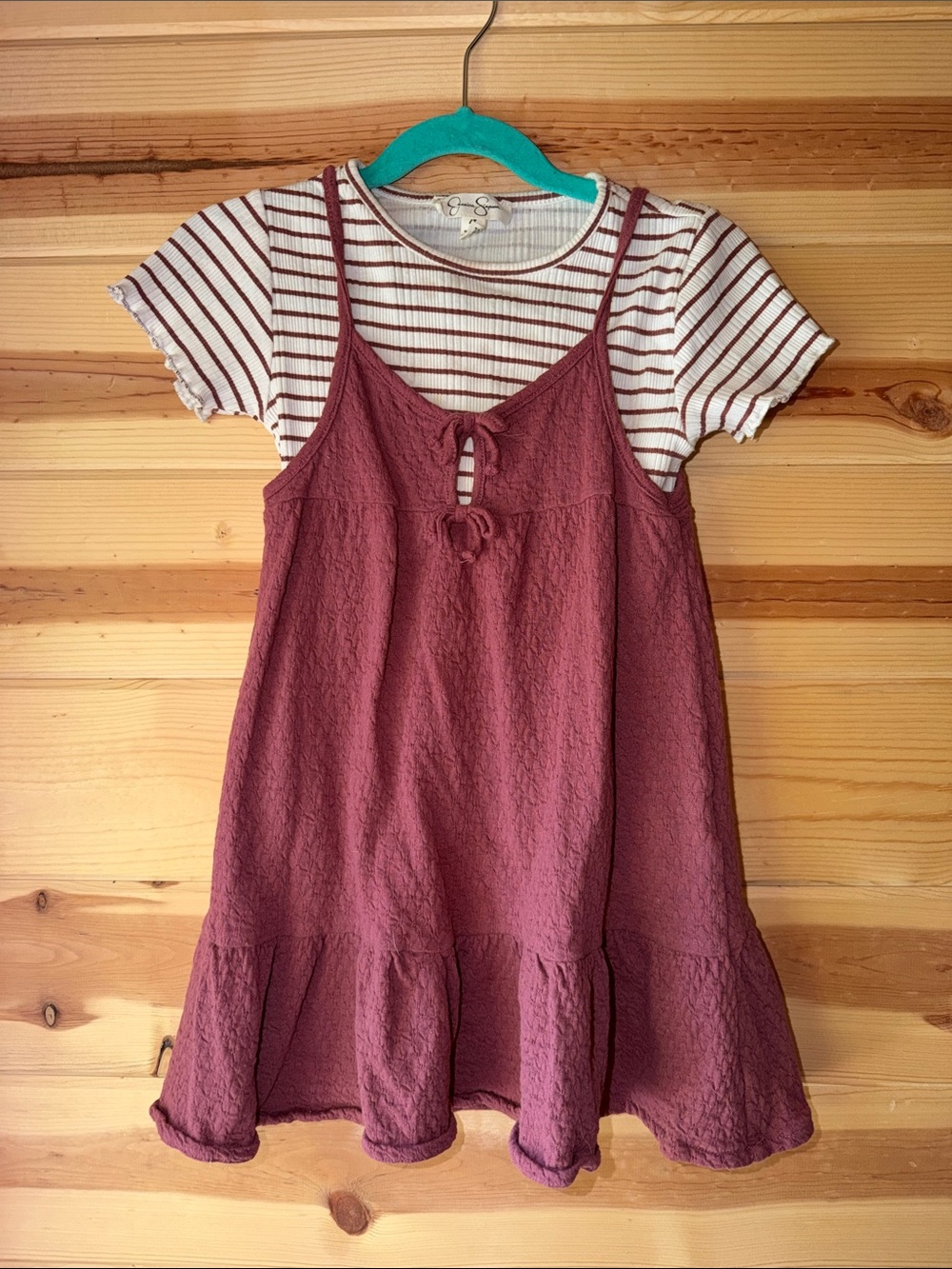 Jessica Simpson Kids Layered Mauve Pink Dress with Striped Tee